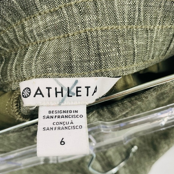 Athleta Voyager Linen Shorts Women’s Size 6 Aspen Olive Green - Picture 2 of 5